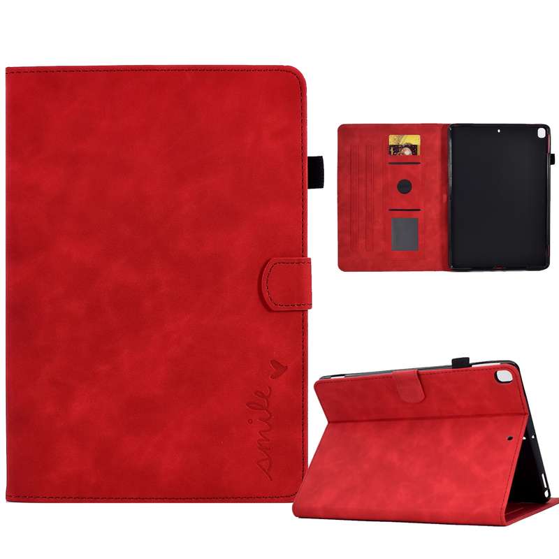 For iPad 10.2 / Air 10.5 2019 Embossed Smile Flip Tablet Leather Smart Case(Brown)