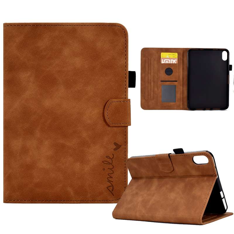 For iPad mini 2024 / mini 6 Embossed Smile Flip Tablet Leather Smart Case(Black)