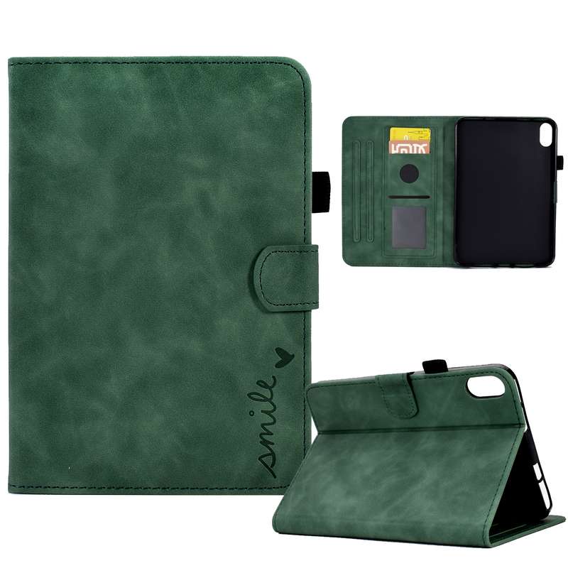 For iPad mini 2024 / mini 6 Embossed Smile Flip Tablet Leather Smart Case(Black)