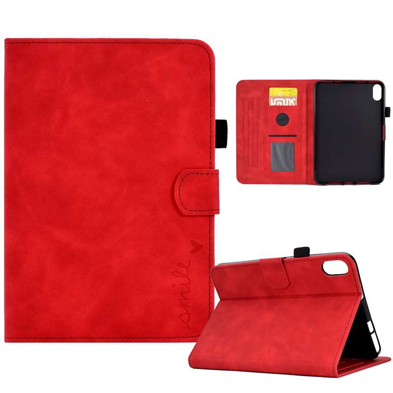 For iPad mini 2024 / mini 6 Embossed Smile Flip Tablet Leather Smart Case(Black)