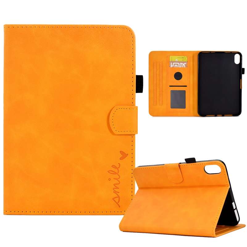 For iPad mini 2024 / mini 6 Embossed Smile Flip Tablet Leather Smart Case(Black)