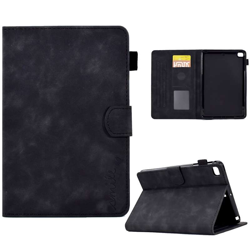 For iPad mini 5/4/3/2/1 Embossed Smile Flip Tablet Leather Smart Case(Red)