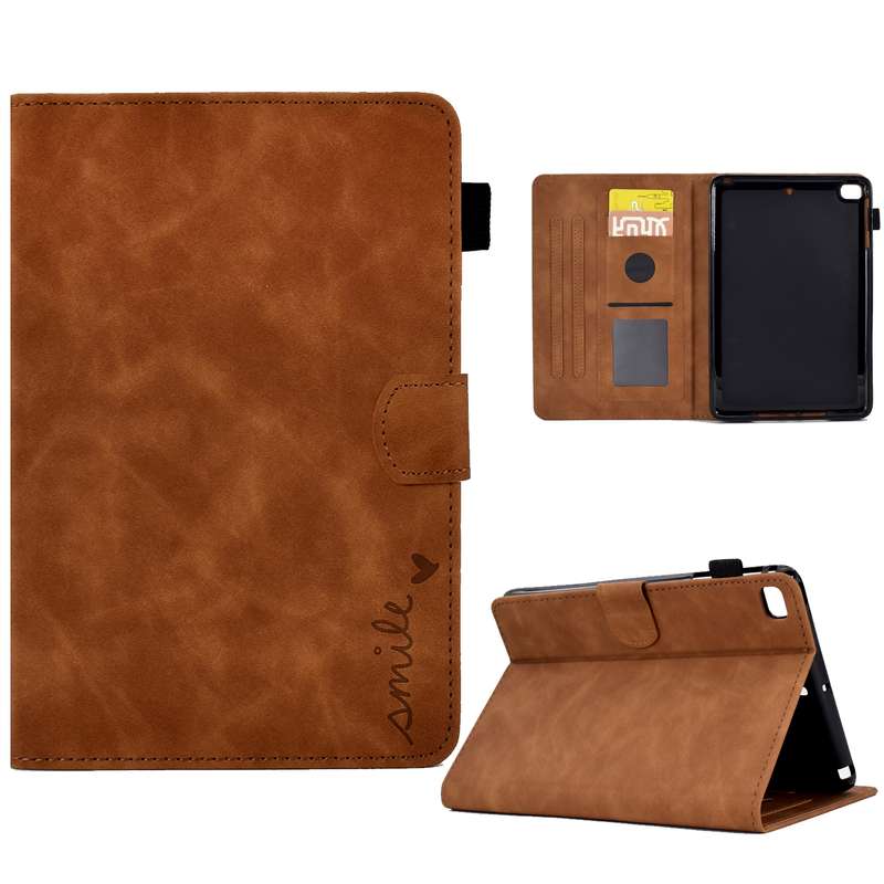 For iPad mini 5/4/3/2/1 Embossed Smile Flip Tablet Leather Smart Case(Red)