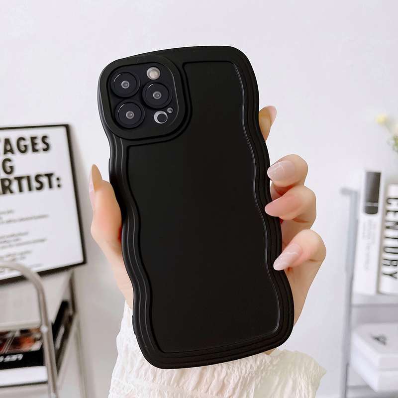 For iPhone 13 mini Wave Edge Silicone Phone Case(Black)
