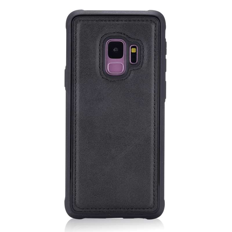 For Galaxy S9 Magnetic Shockproof PC + TPU + PU Leather Protective Case(Black)