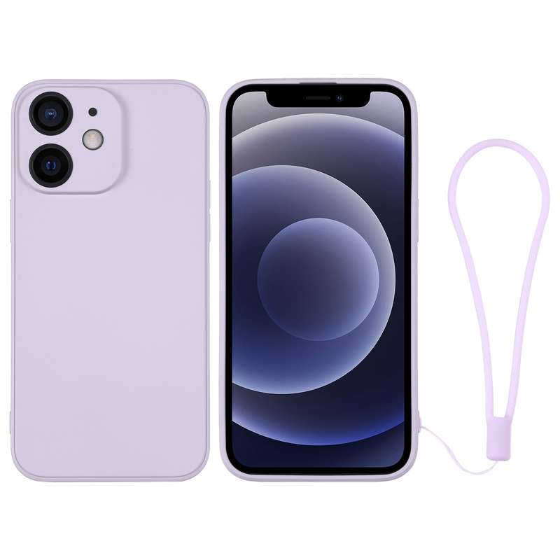 For iPhone 11 Silicone Phone Case with Wrist Strap(Pink)
