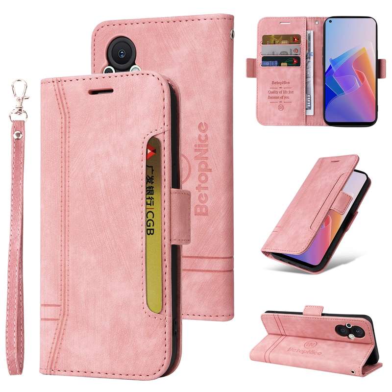 For OPPO A74 4G BETOPNICE Dual-side Buckle Leather Phone Case(Pink)