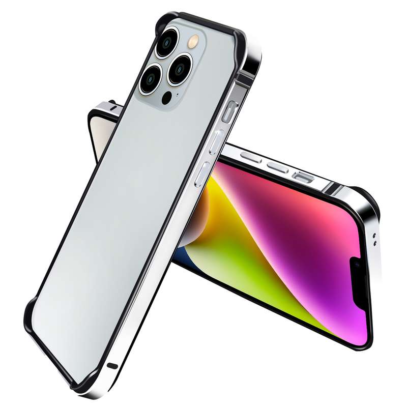 For iPhone 14 TPU + Aluminum Alloy Frame Phone Case(Blue)