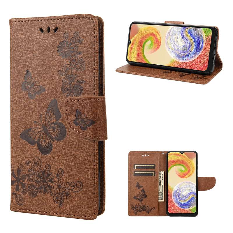 For Samsung Galaxy A04 Butterfly Embossed Horizontal Flip Leather Phone Case(Black)