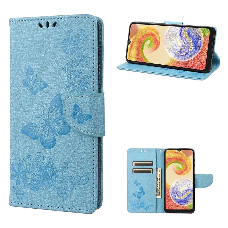 For Samsung Galaxy A04 Butterfly Embossed Horizontal Flip Leather Phone Case(Black)
