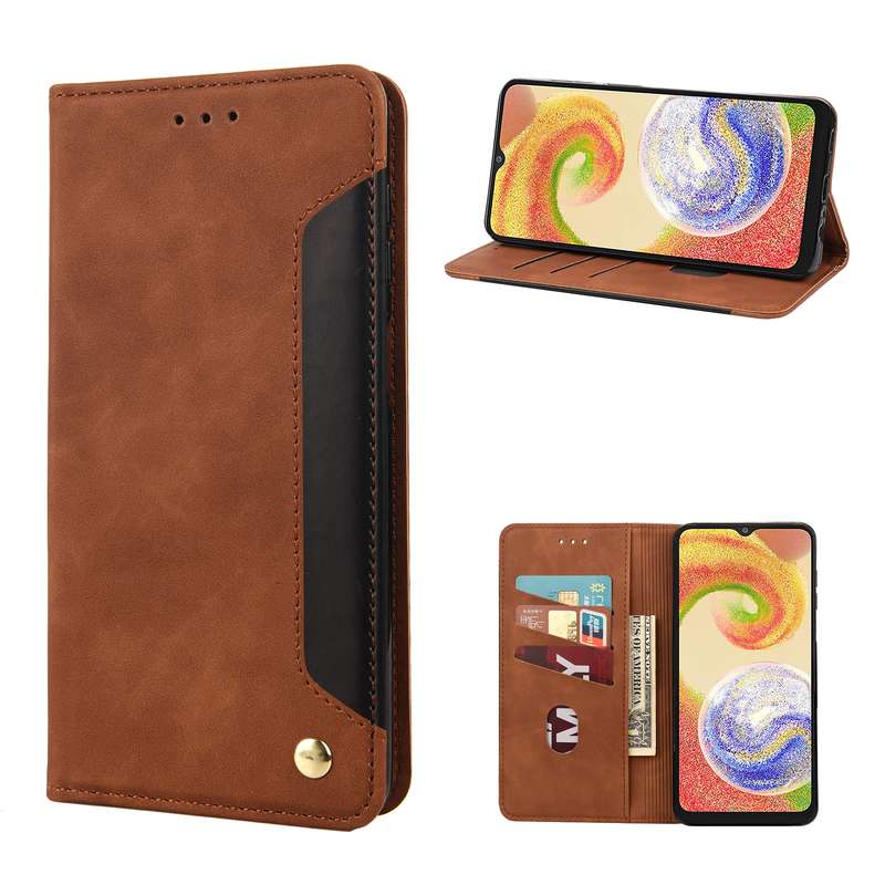 For Samsung Galaxy A04 Skin Feel Splicing Leather Phone Case(Blue)