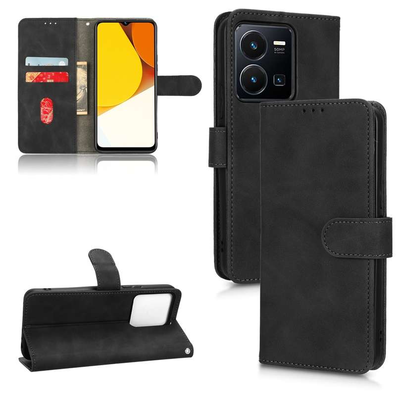 For vivo Y16 4G Global/Y02s 4G Global Denim Texture Leather Phone Case(Khaki)