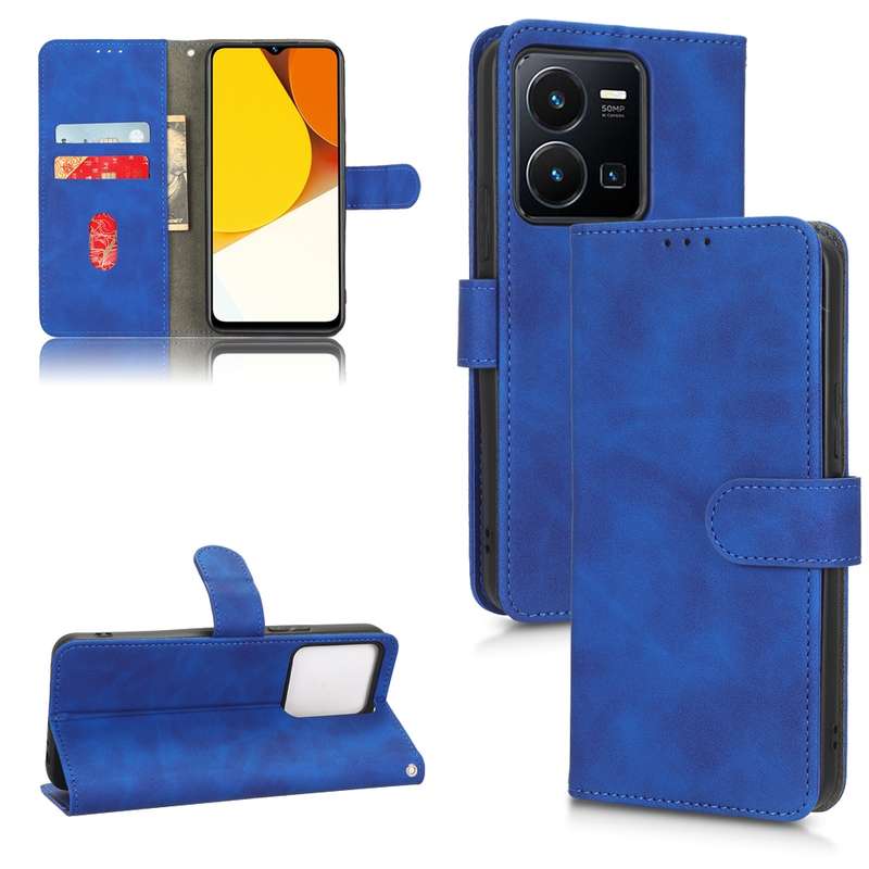 For vivo Y16 4G Global/Y02s 4G Global Denim Texture Leather Phone Case(Khaki)