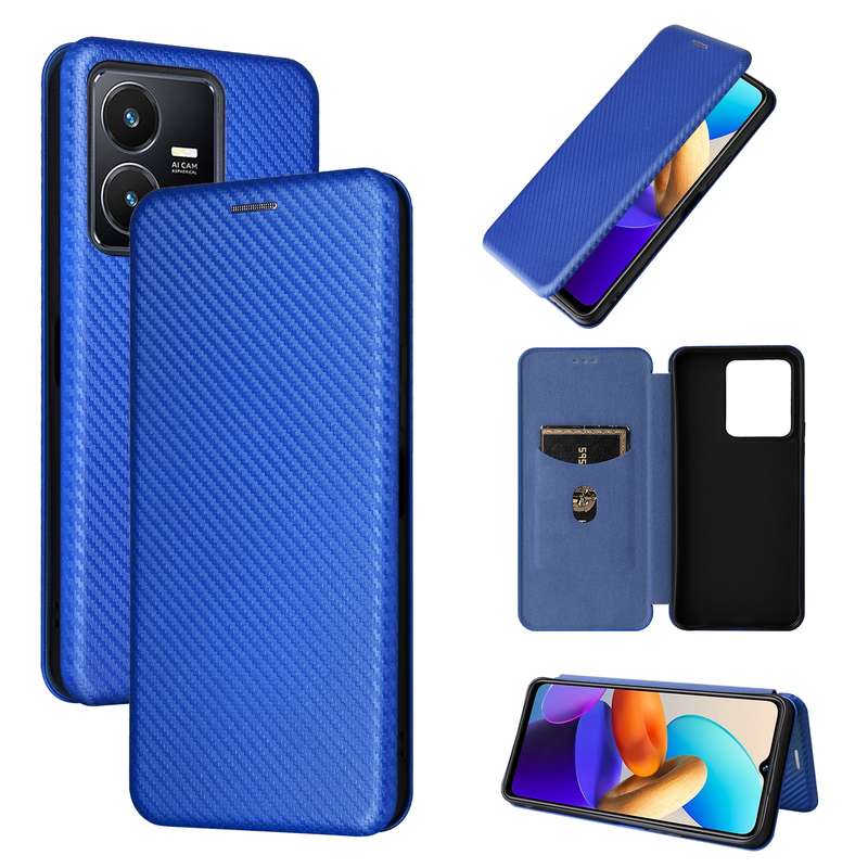 For vivo Y22s / Y35 Carbon Fiber Texture Leather Phone Case(Pink)