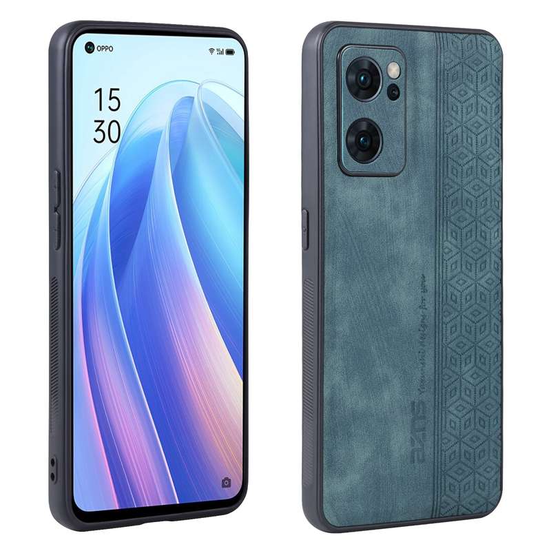 For OPPO Reno7 5G AZNS 3D Embossed Skin Feel Phone Case(Black)