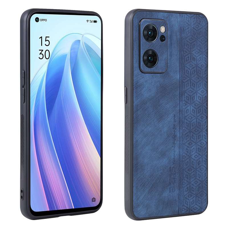 For OPPO Reno7 5G AZNS 3D Embossed Skin Feel Phone Case(Black)
