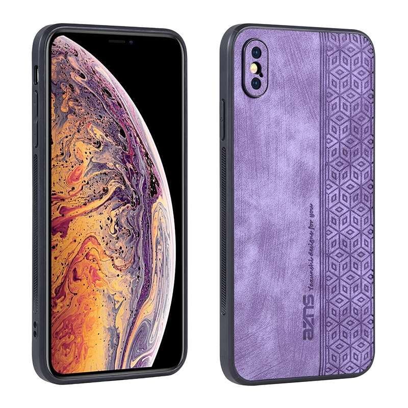 For iPhone X / XS AZNS 3D Embossed Skin Feel Phone Case(Brown)