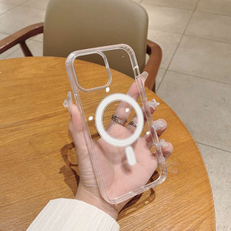 For iPhone 14 Pro Max MagSafe Magnetic Clear Acrylic TPU Case