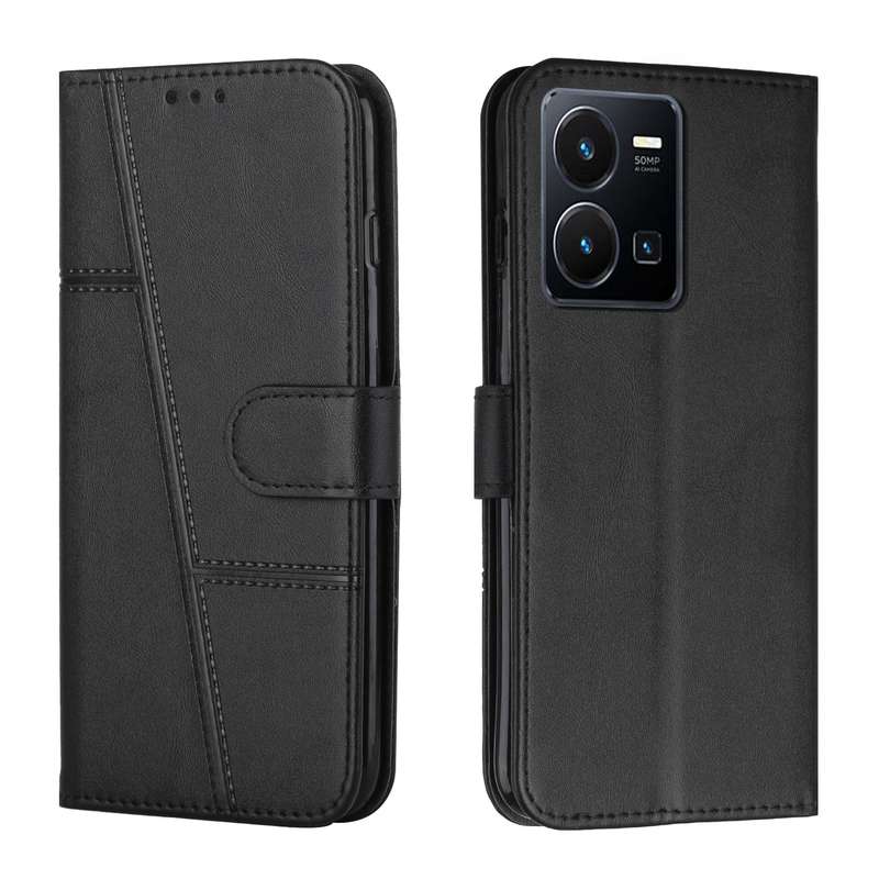 For vivo Y35 4G/Y22s/Y22 Stitching Calf Texture Buckle Leather Phone Case(Pink)