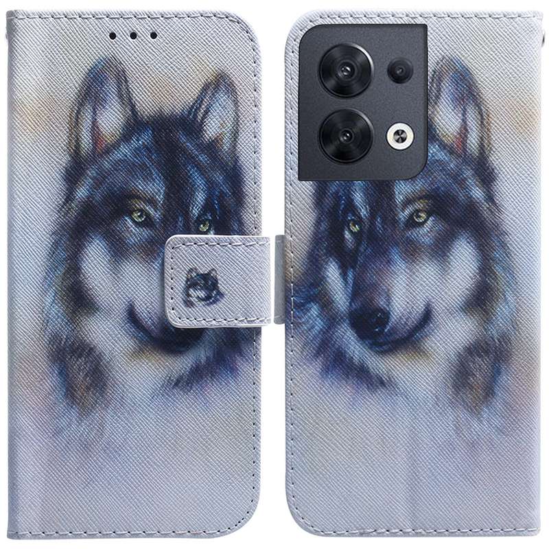 For OPPO Reno8 Coloured Drawing Leather Phone Case(Magnolia)