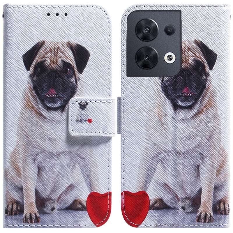 For OPPO Reno8 Coloured Drawing Leather Phone Case(Magnolia)