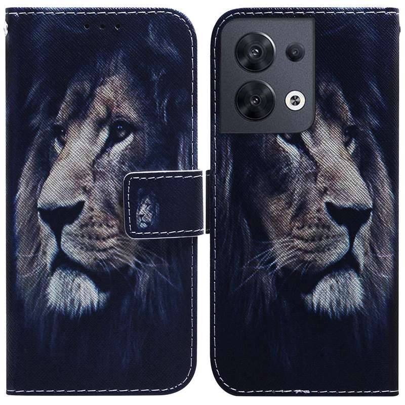 For OPPO Reno8 Coloured Drawing Leather Phone Case(Magnolia)