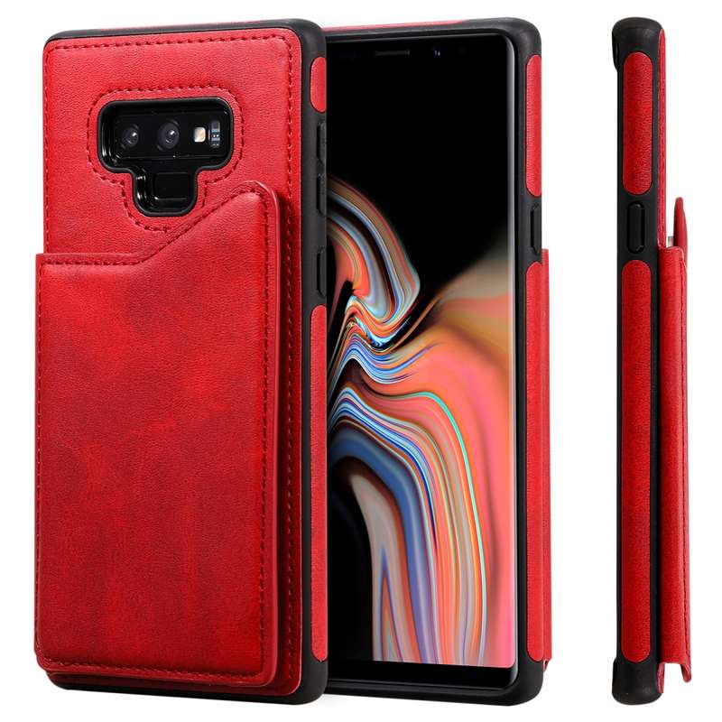 For Galaxy Note 9 Shockproof Calf Texture Protective Case with Holder & Card Slots & Frame(Coffee)