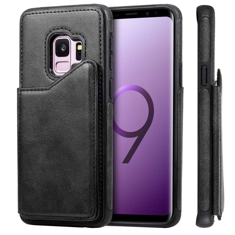 For Galaxy S9 Shockproof Calf Texture Protective Case with Holder & Card Slots & Frame(Rose Gold)