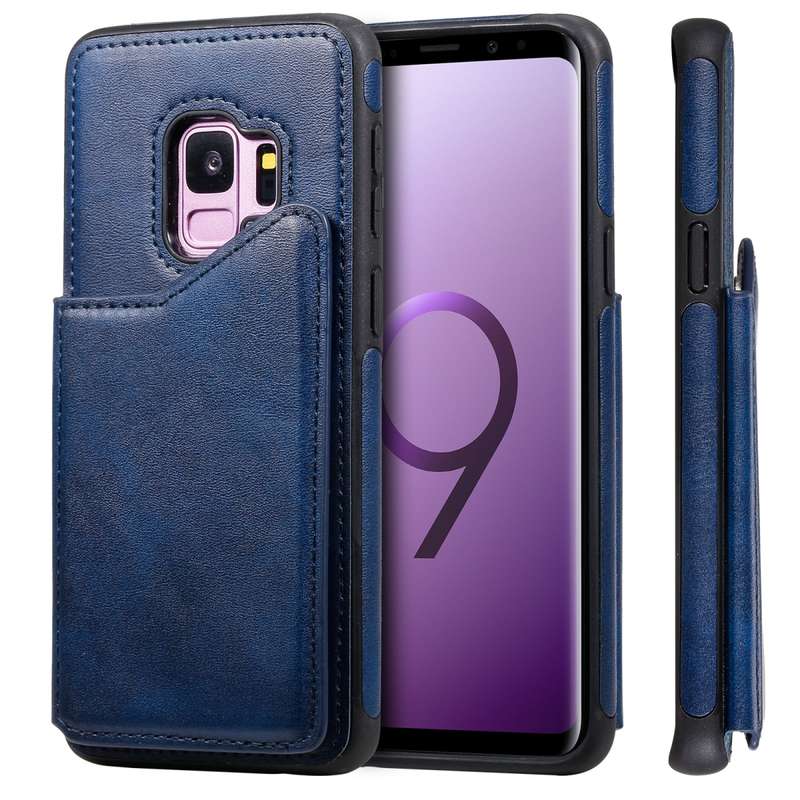 For Galaxy S9 Shockproof Calf Texture Protective Case with Holder & Card Slots & Frame(Rose Gold)