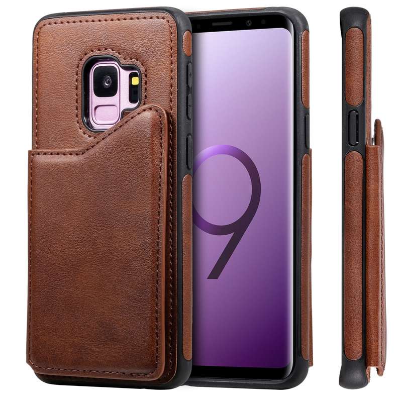 For Galaxy S9 Shockproof Calf Texture Protective Case with Holder & Card Slots & Frame(Rose Gold)