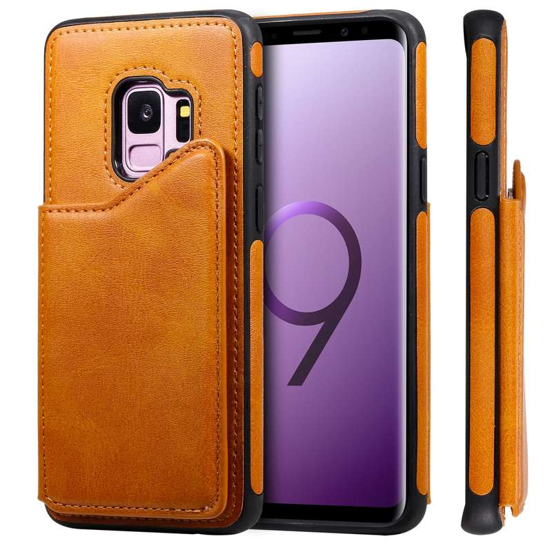 For Galaxy S9 Shockproof Calf Texture Protective Case with Holder & Card Slots & Frame(Rose Gold)