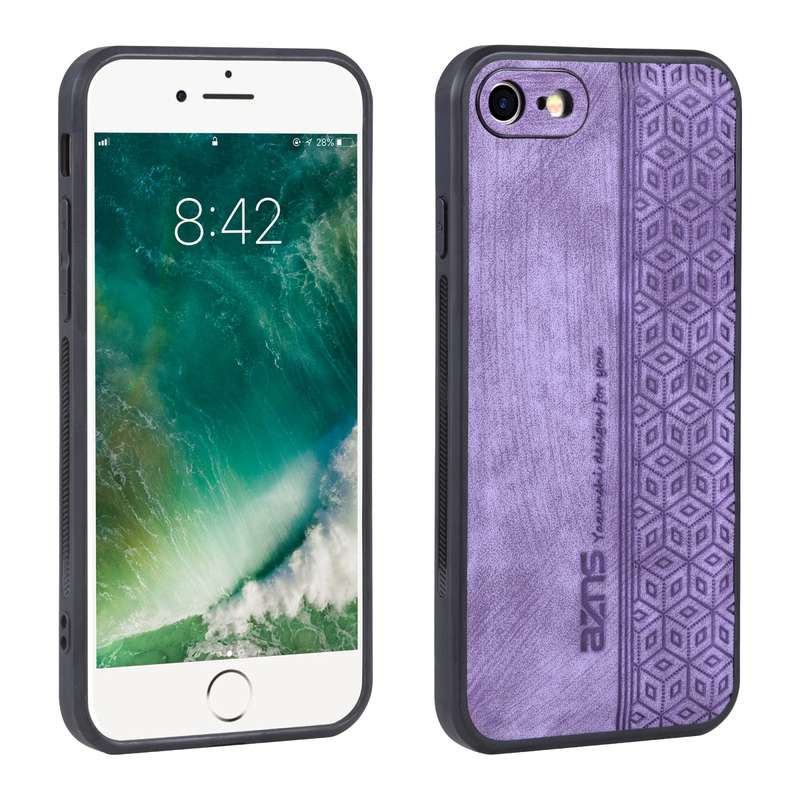 For iPhone SE 2022 / SE 2020 / 8 / 7 AZNS 3D Embossed Skin Feel Phone Case(Brown)
