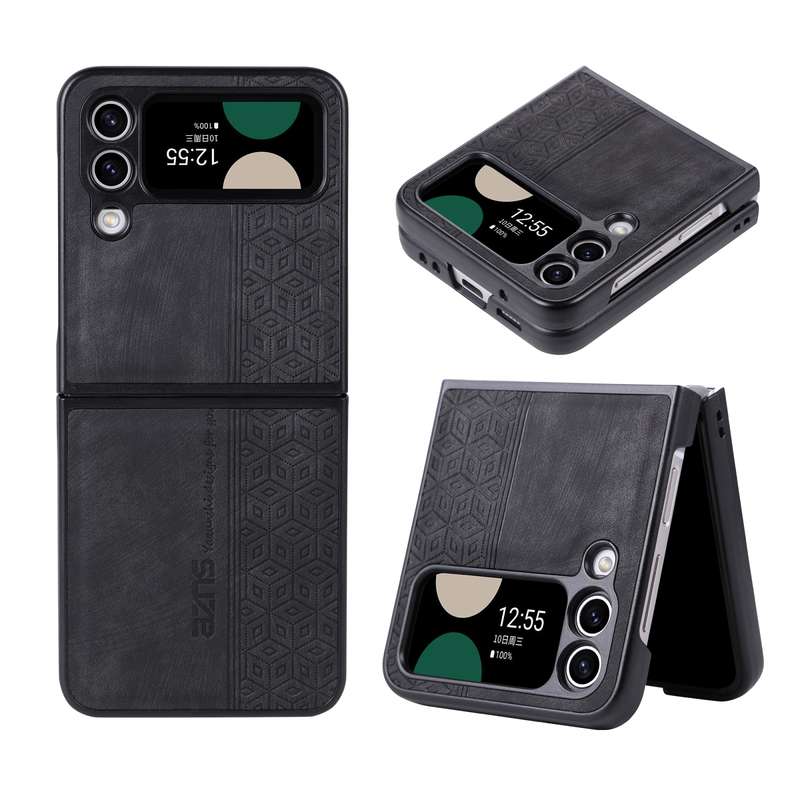 For Samsung Galaxy Z Flip4 5G AZNS 3D Embossed Skin Feel Phone Case(Black)