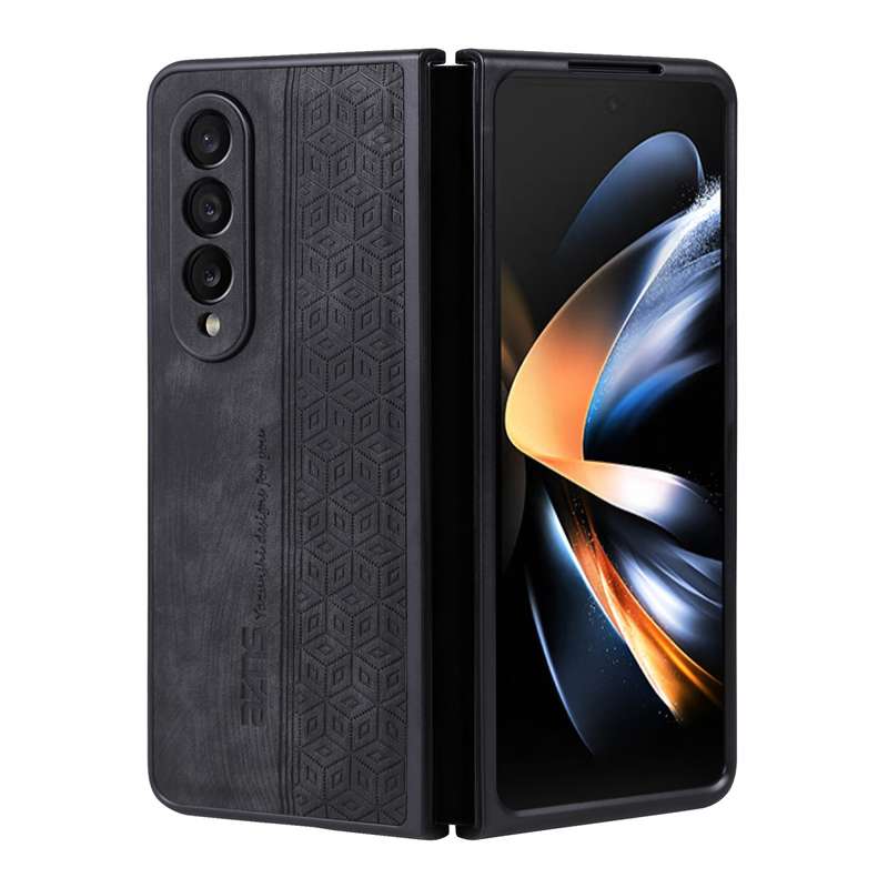 For Samsung Galaxy Z Fold3 5G AZNS 3D Embossed Skin Feel Phone Case(Brown)