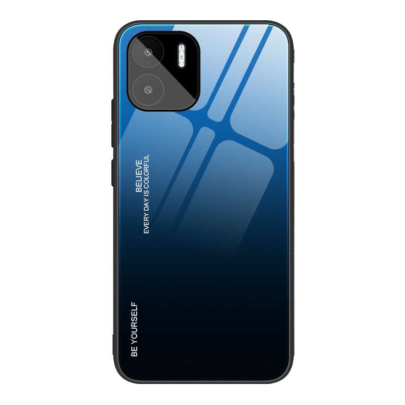 For Xiaomi Redmi A1 4G Gradient Color Glass Phone Case(Blue Black)