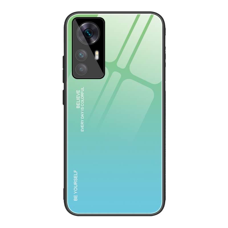 For Xiaomi Redmi K50 Ultra / 12T / 12T Pro Gradient Color Glass Phone Case(Blue Black)