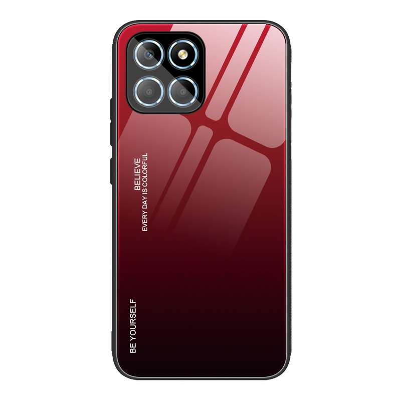 For Honor X8 Gradient Color Glass Phone Case(Blue Black)