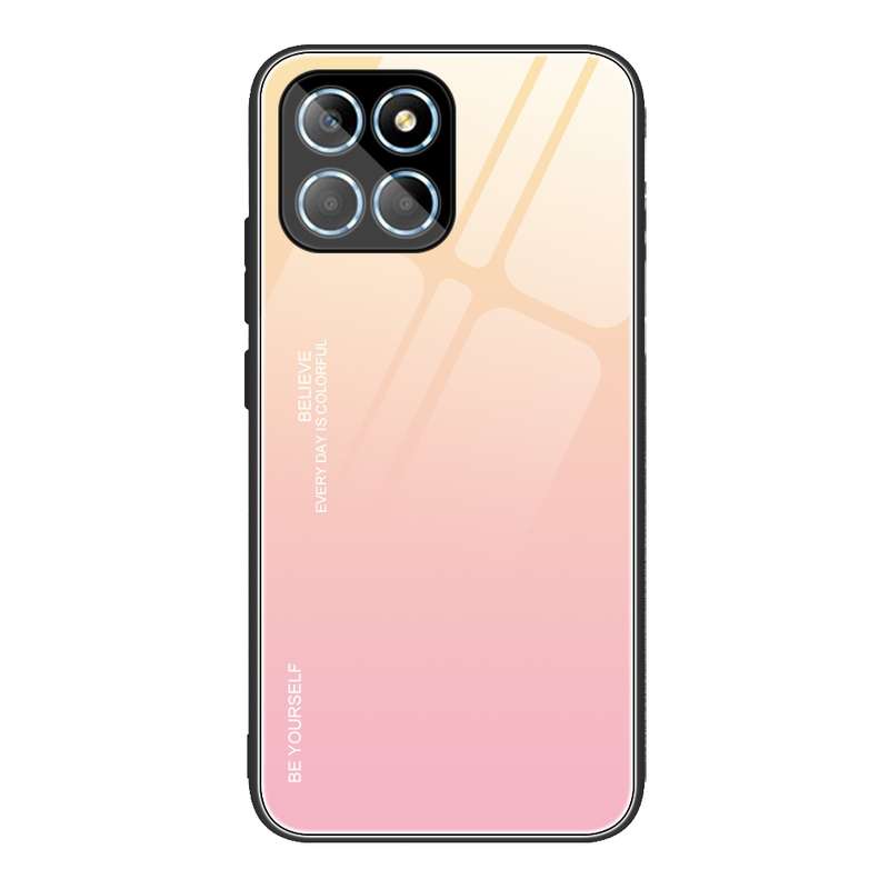 For Honor X8 Gradient Color Glass Phone Case(Blue Black)