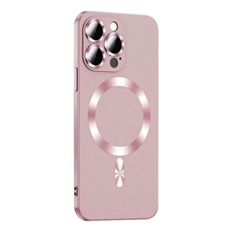 For iPhone 13 Pro Liquid Lens Protector Magsafe Phone Case(Gold Pink)