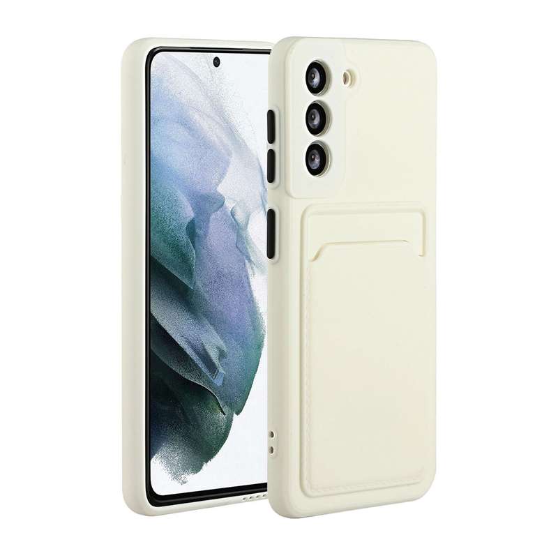 For Samsung Galaxy S21 FE 5G Card Slot Design Shockproof TPU Phone Case(Dark Green)