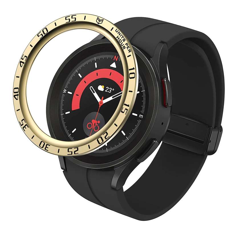For Samsung Galaxy Watch5 Pro 45mm A Style Dial Steel Protective Frame(Black)