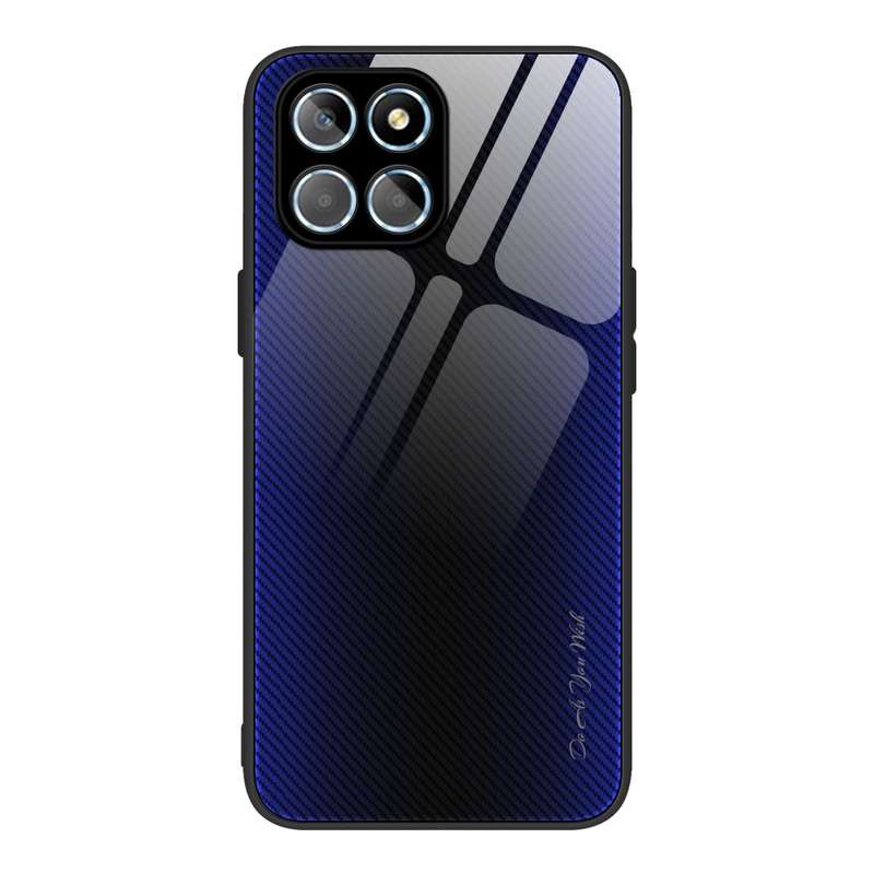 For Honor X8 Texture Gradient Glass TPU Phone Case(Black)
