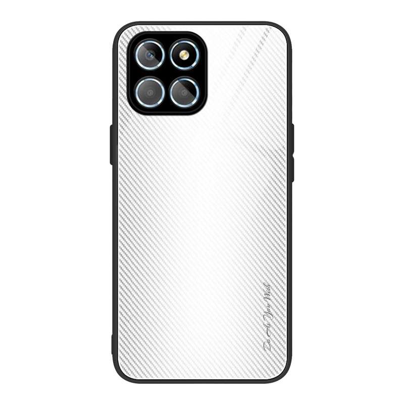 For Honor X8 Texture Gradient Glass TPU Phone Case(Black)
