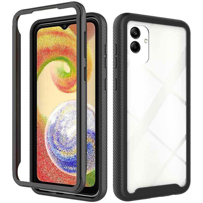For Samsung Galaxy A04 Starry Sky Solid Color Shockproof TPU Clear PC Phone Case(Purple)