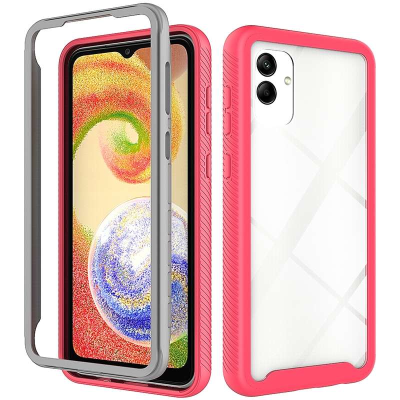 For Samsung Galaxy A04 Starry Sky Solid Color Shockproof TPU Clear PC Phone Case(Purple)