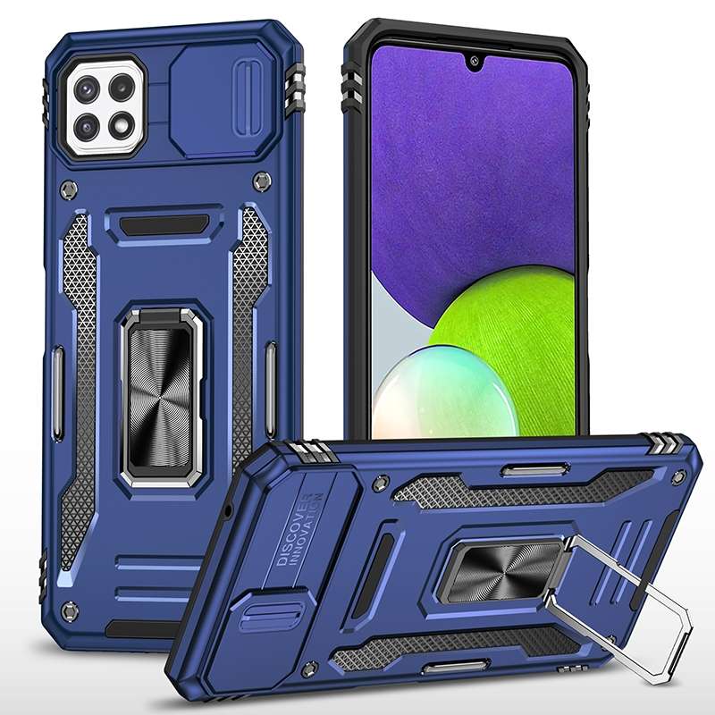 For Samsung Galaxy A22 5G Armor PC + TPU Camera Shield Phone Case(Black)
