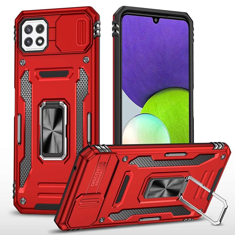 For Samsung Galaxy A22 5G Armor PC + TPU Camera Shield Phone Case(Black)