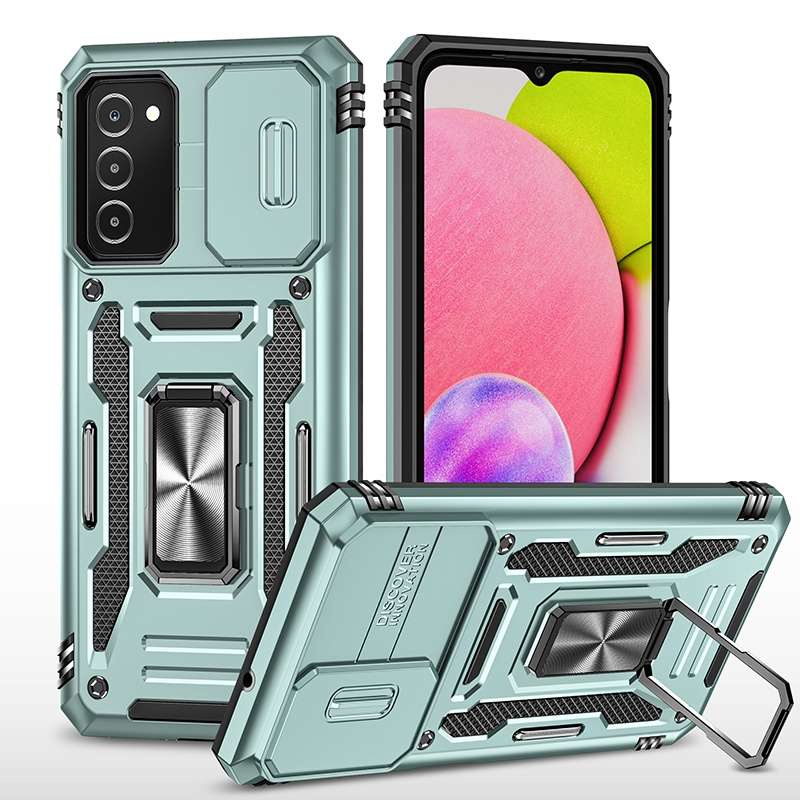 For Samsung Galaxy A03s Armor PC + TPU Camera Shield Phone Case(Grey)