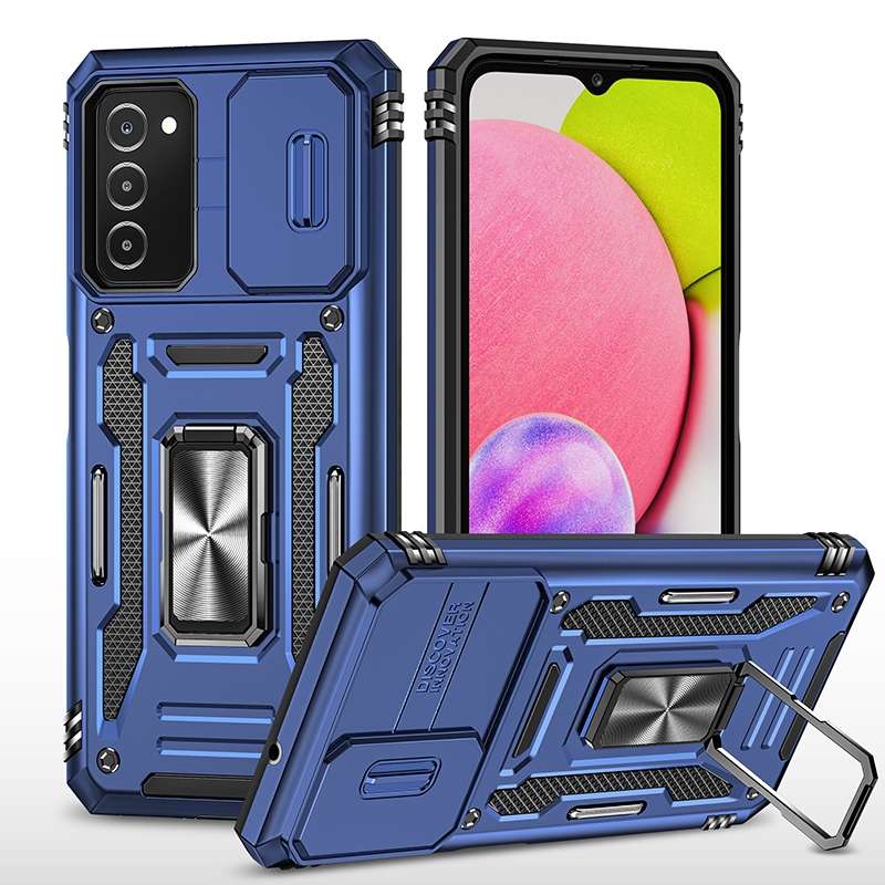 For Samsung Galaxy A03s Armor PC + TPU Camera Shield Phone Case(Grey)