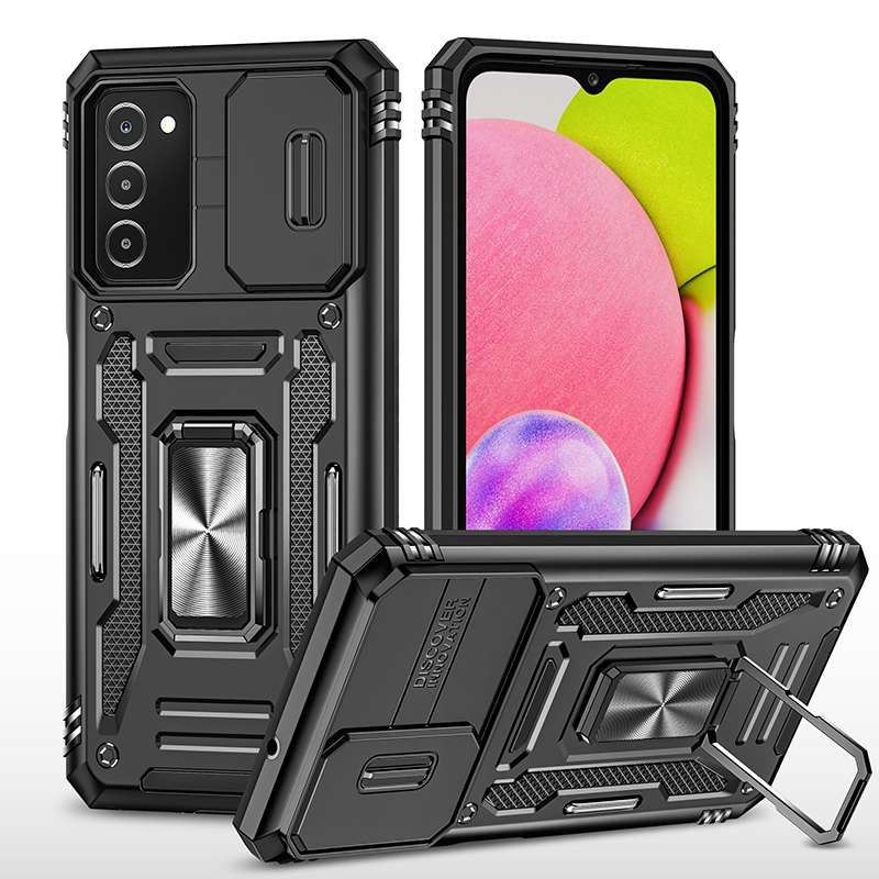 For Samsung Galaxy A03s Armor PC + TPU Camera Shield Phone Case(Grey)